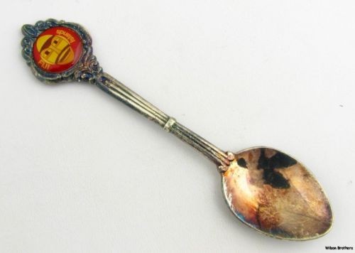 SOUVENIR SPOON - Fiji Islands Enameled Tribal Mask Collectors Estate Vintage