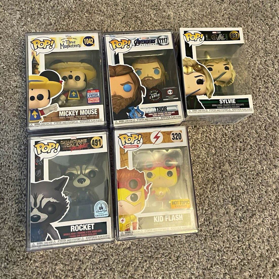 Funko Pop Lot (5 Figures) – Thor Chase, Rocket Raccoon, 