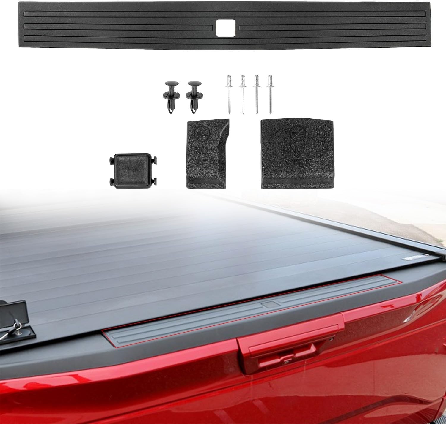 Tailgate Top Trim Molding Cap Compatible with 2015-2020 Ford F-150 Step Center