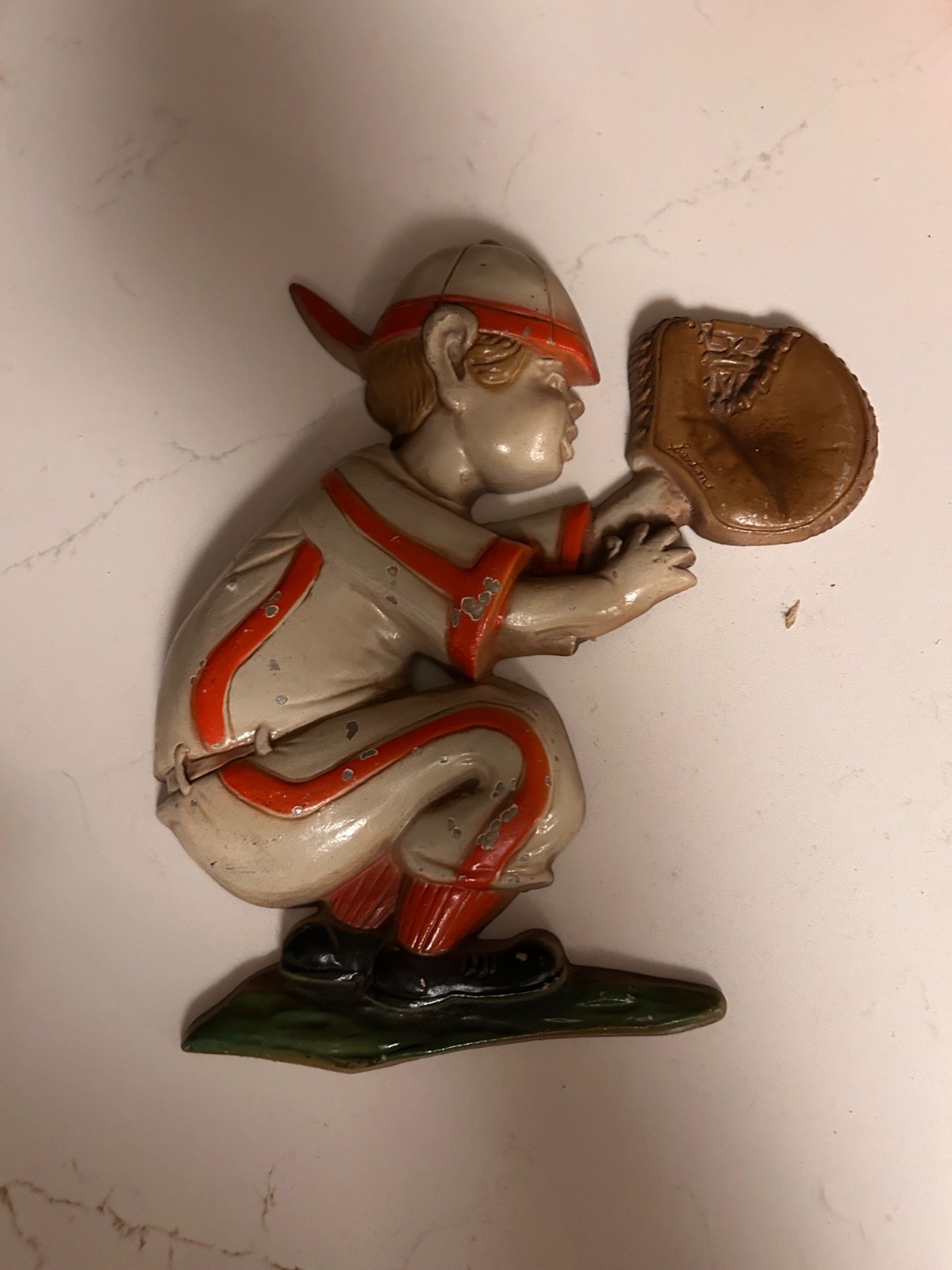 vintage ceramic wall hanging baseball