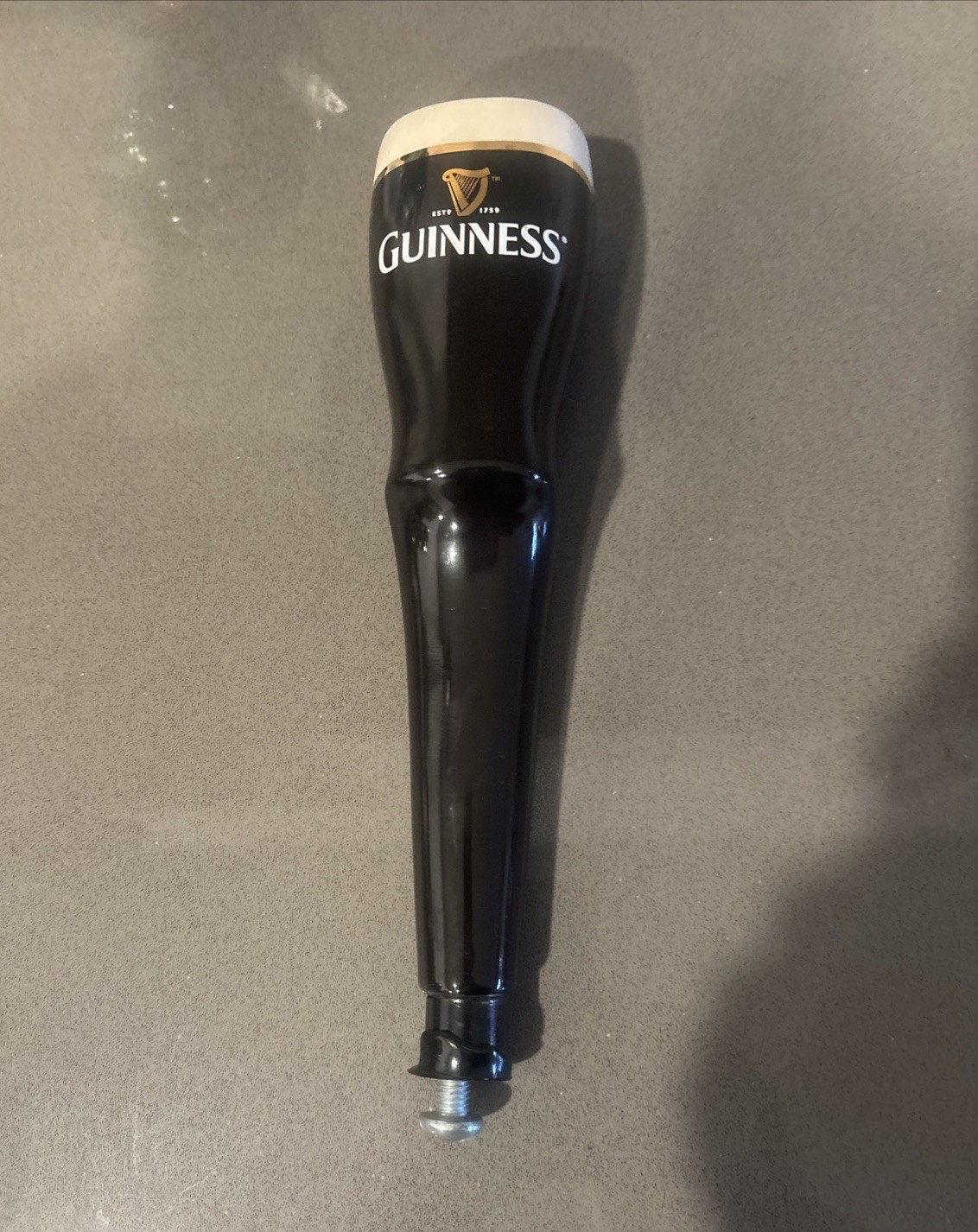 Guinness Draught Beer Tap Handle Vintage Bar Pub Collectible Black w/ White Top