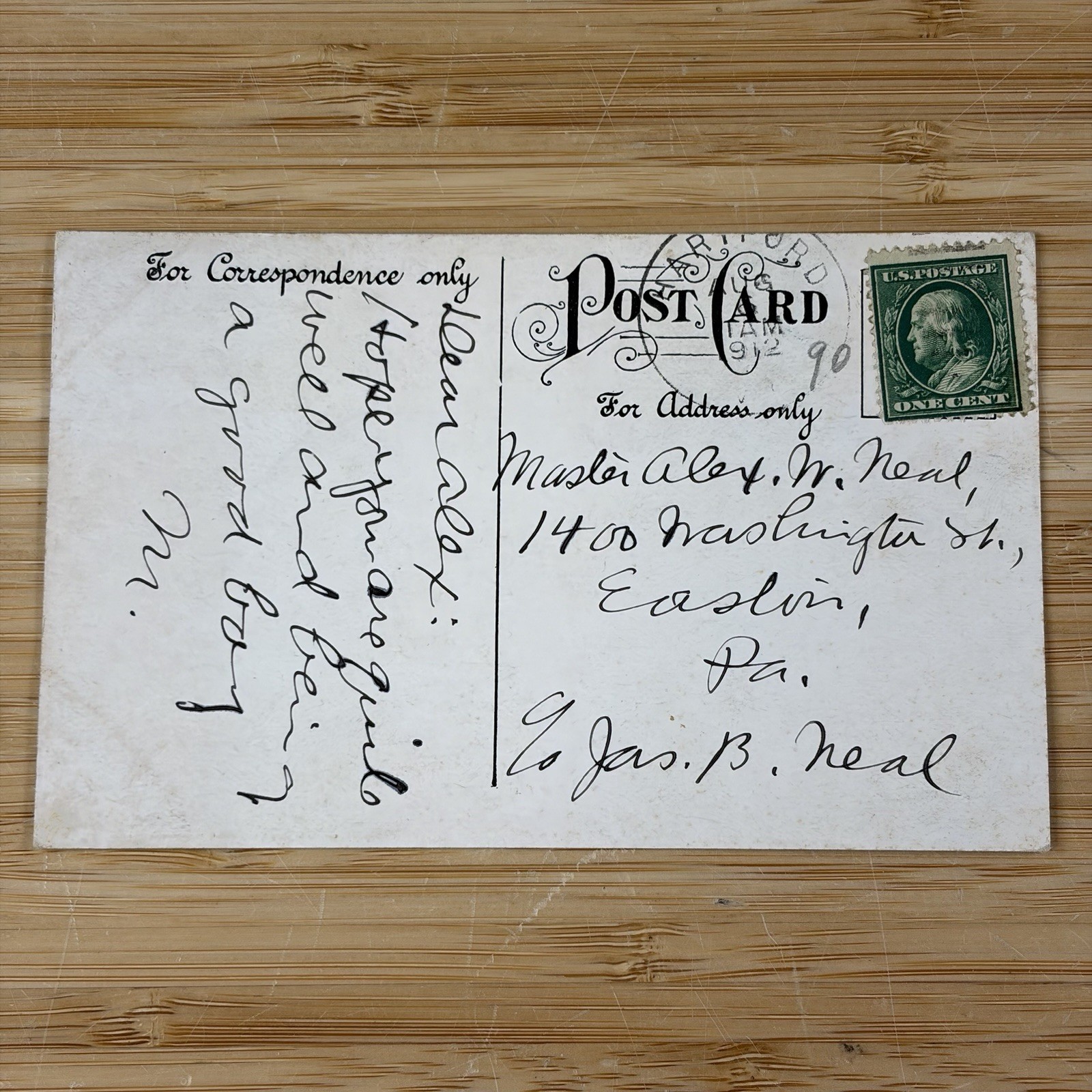 Maxfield Parrish Signed 1912 Personal Postcard - Signed M
