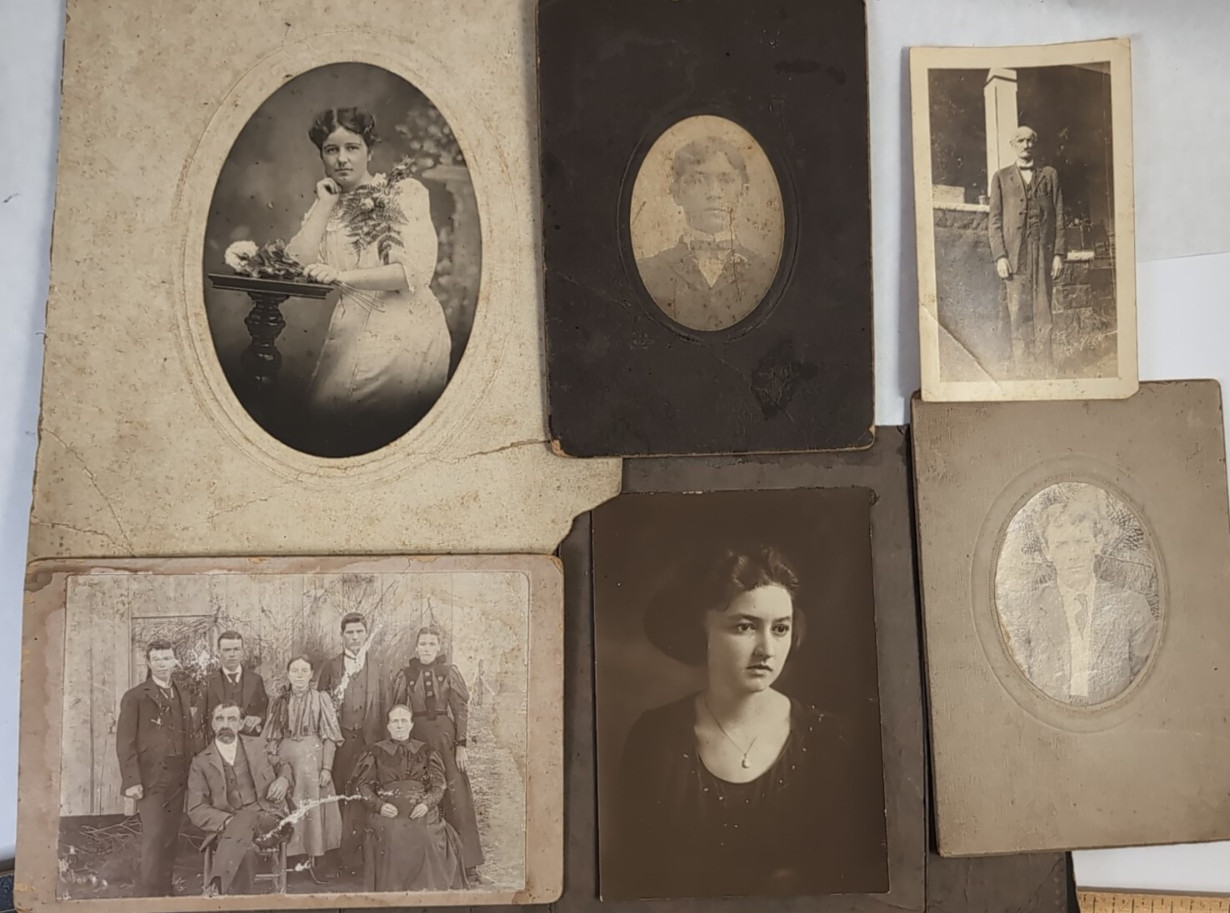 Lot of 6: Antique 1910-1930\'s photos ,Families, Portraits, Keepsakes 3X4 AB