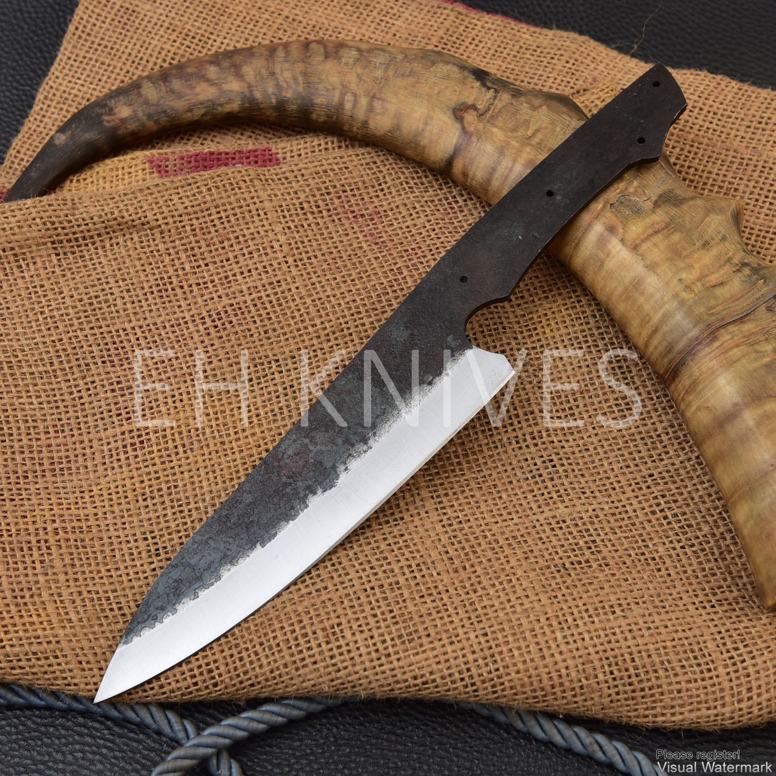 12'' Handmade Carbon Steel Hunting Knife making  Sharp Chef Blank Blade Knife