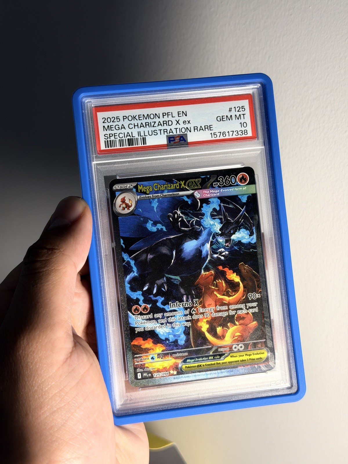 2025 POKEMON PFL EN-PHANTASMAL FLAMES #125 MEGA CHARIZARD X EX PSA 10