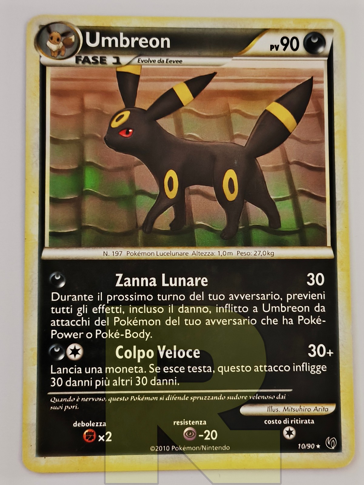 Umbreon ® Without Fear 10/90 ® Rare No Holo ® Pokemon ® Italian ® Good+