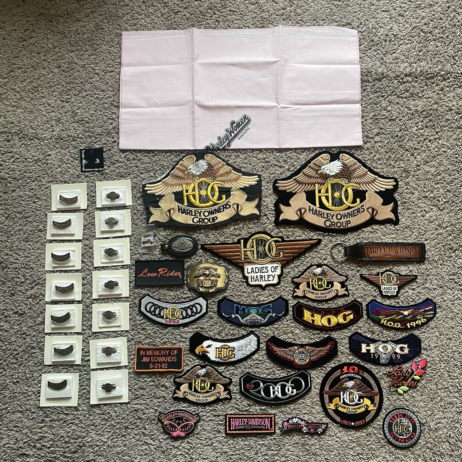 Lot of 42 Vintage Harley Davidson Patches & Pins