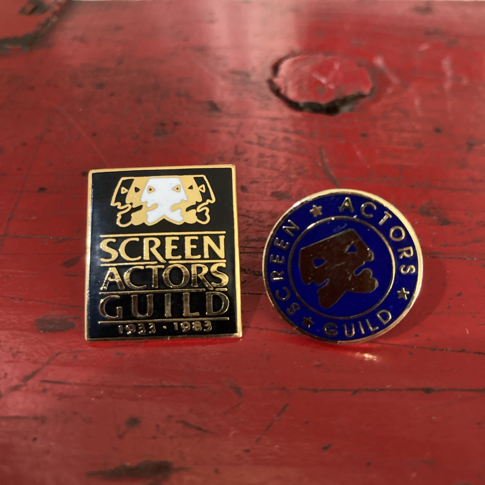 Screen Actors Guild SAG Enamel Union Made Lapel Pin 1933-1983 Plus Round SAG Pin