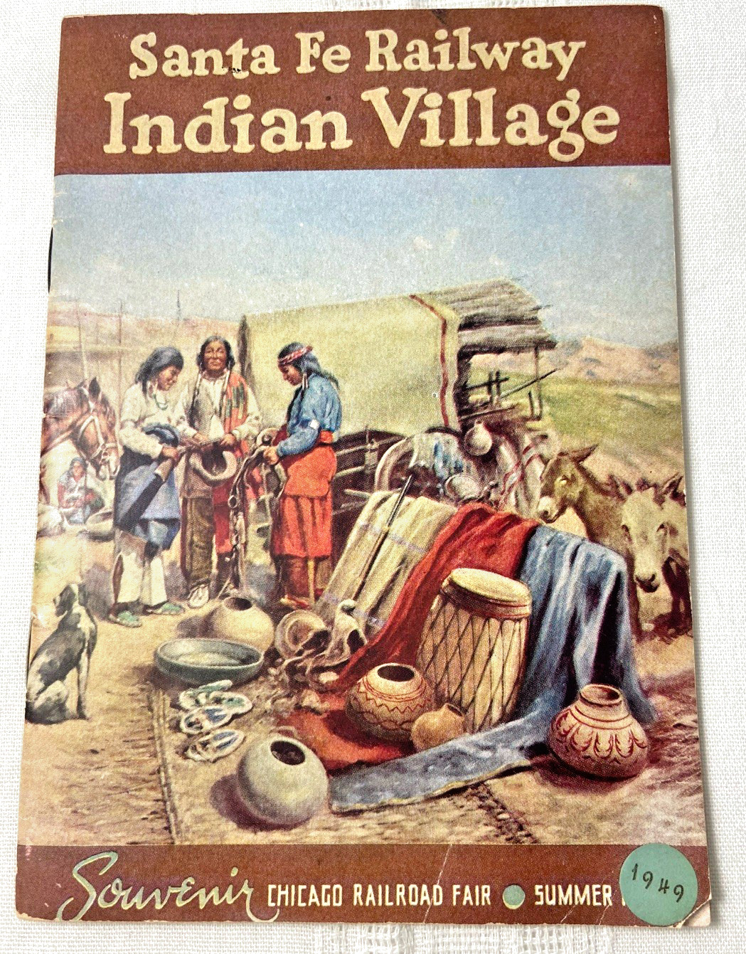 VTG Santa Fe Railway Indian Village Summer Souvenir -1949