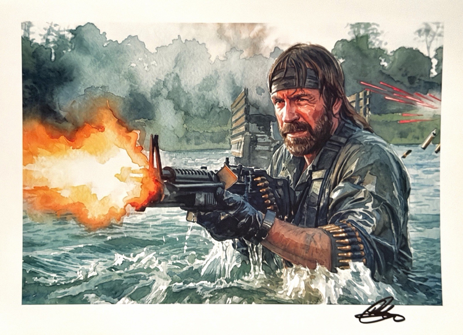 Chuck Norris: Missing In Action - A4 8x12 Giclee Signed Original Art Print w/COA
