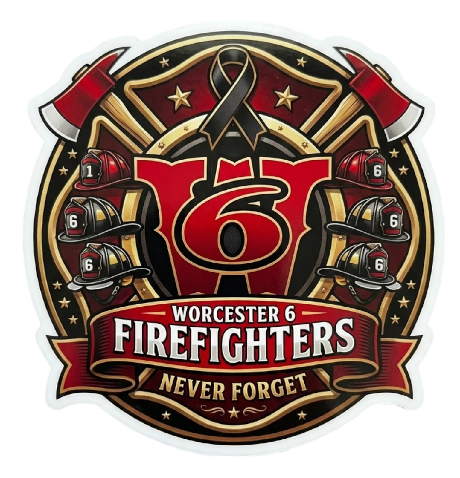 Worcester 6 Memorial Maltese Firefighter Window Decal Sticker - PLATFORM