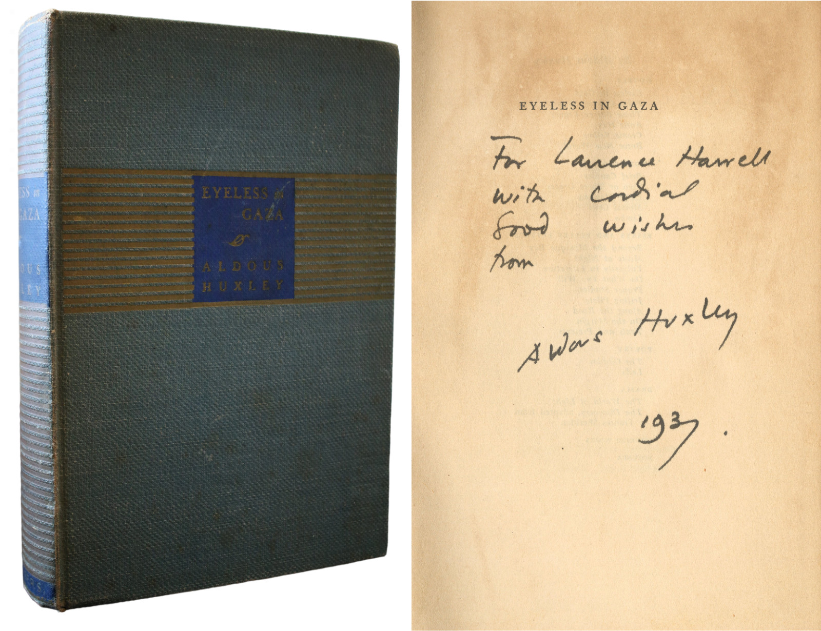 Aldous Huxley ~ Signed Eyeless in Gaza 1st/1st Autographed Book ~ PSA DNA