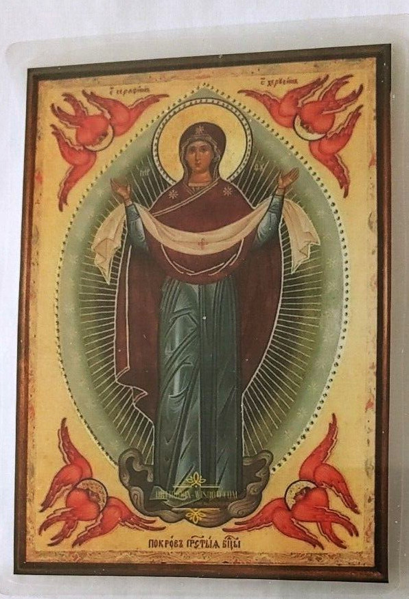 Protection of The Holy Mother of God laminated card 5x3.75