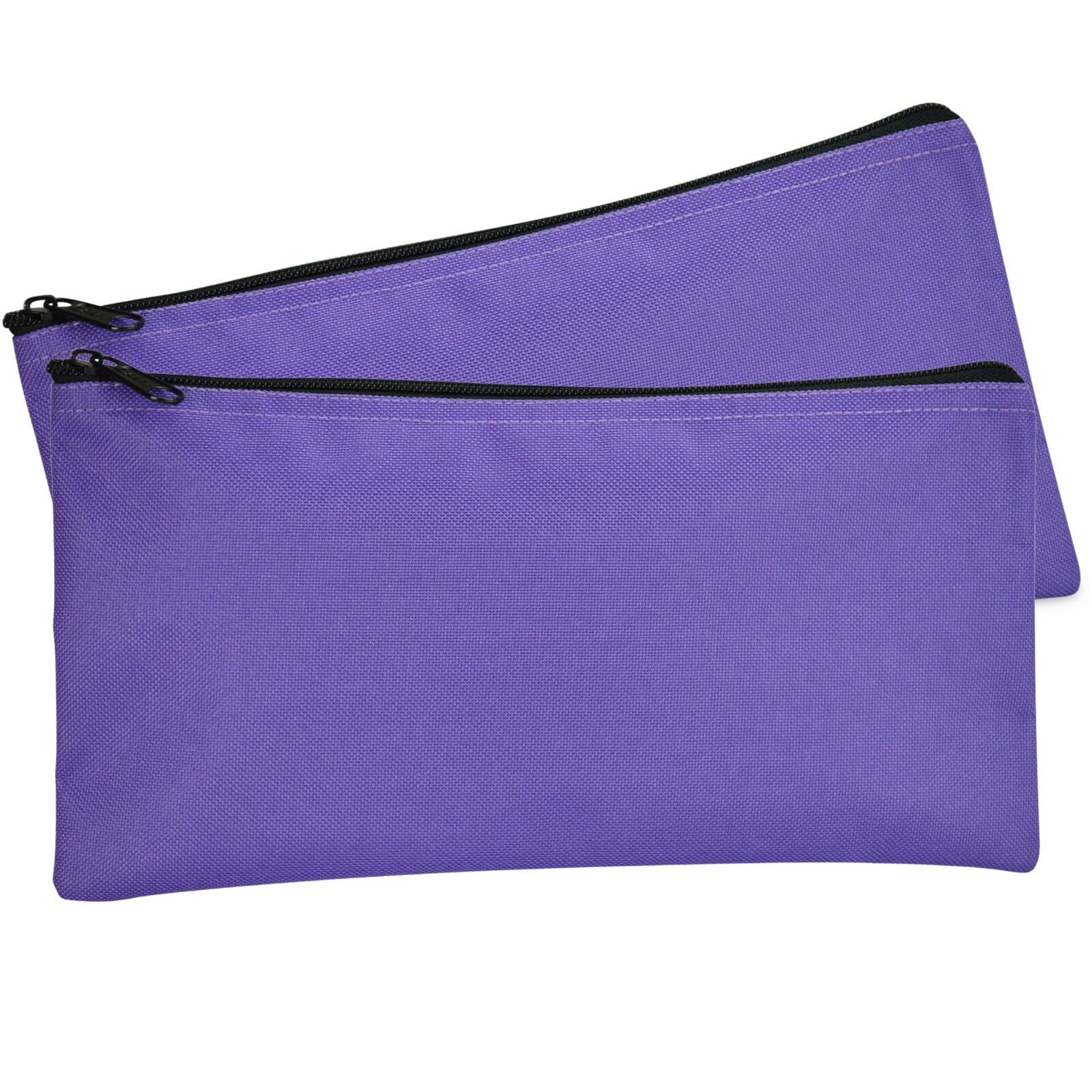 DALIX Zipper Money Bank Bag Pencil Pouch Makeup Travel Accessories Purple 2 PACK