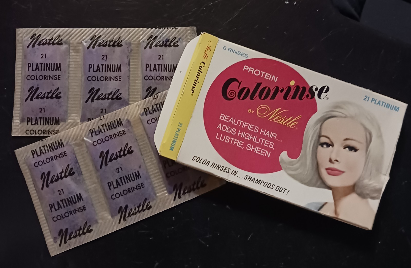 Vtg 1960s Nestlé Protein Colorinse 21 Platinum Hair Color Rins NOS Complete Box