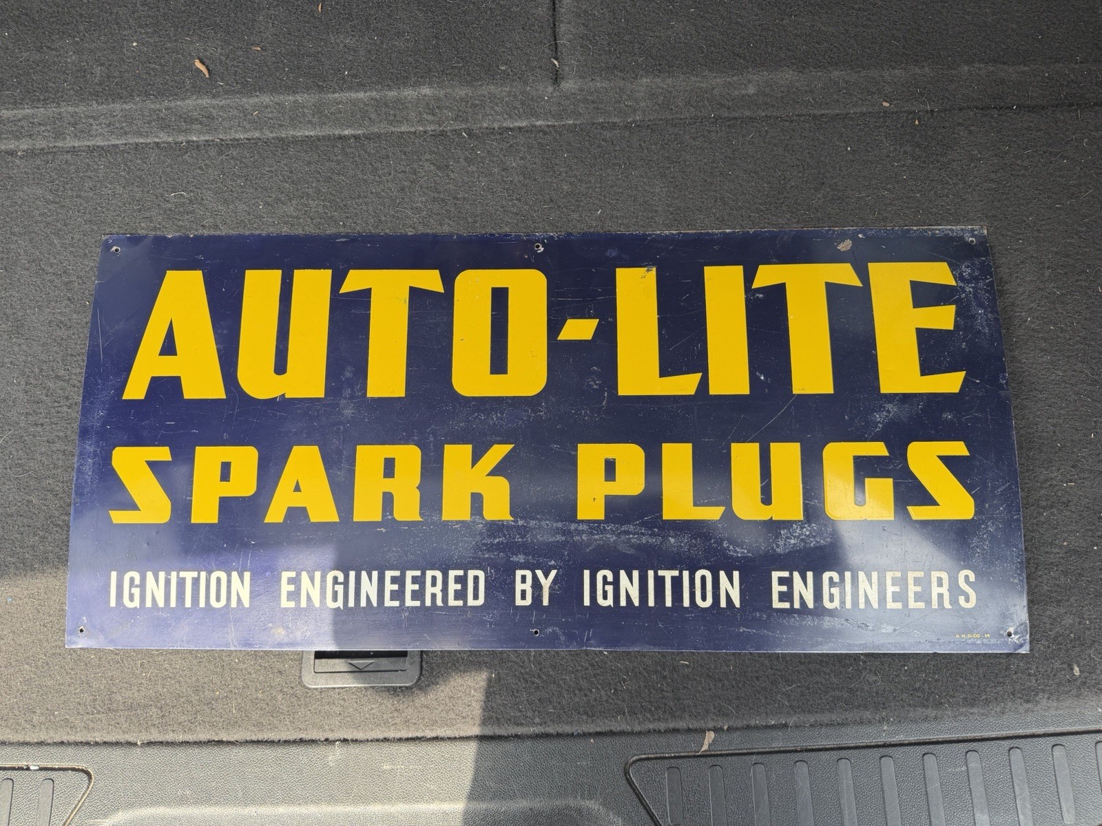Very Early AM 1939 Autolite Spark Plugs Metal Original Sign Old Sign