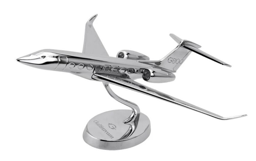 Lupa Gulfstream Aerospace G800 Chrome Metal Desk Display Model 1/115 Airplane