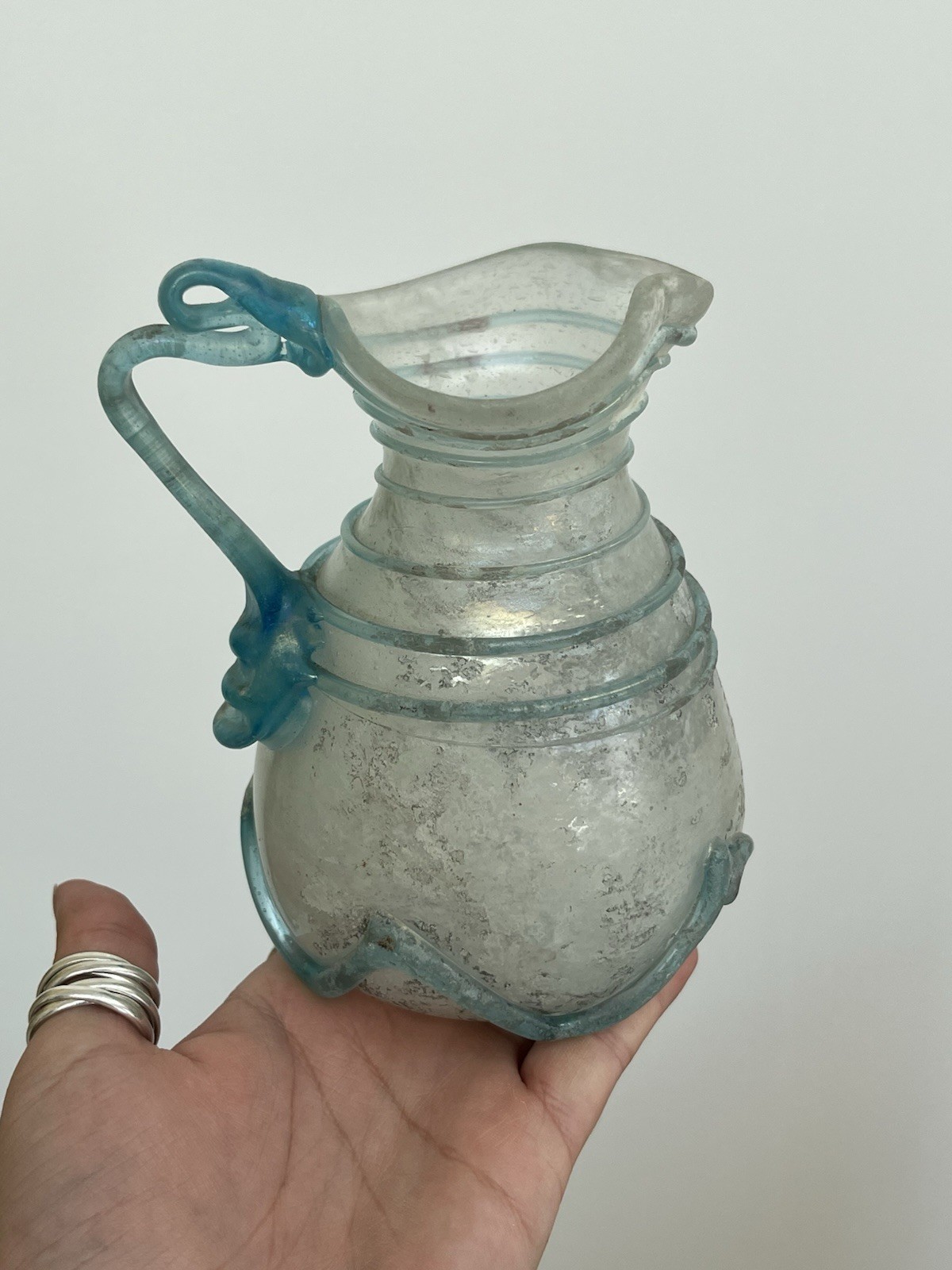 Vintage Paolo Rossi Venezia Glass Jug Vase Scavo Cenedese Murano