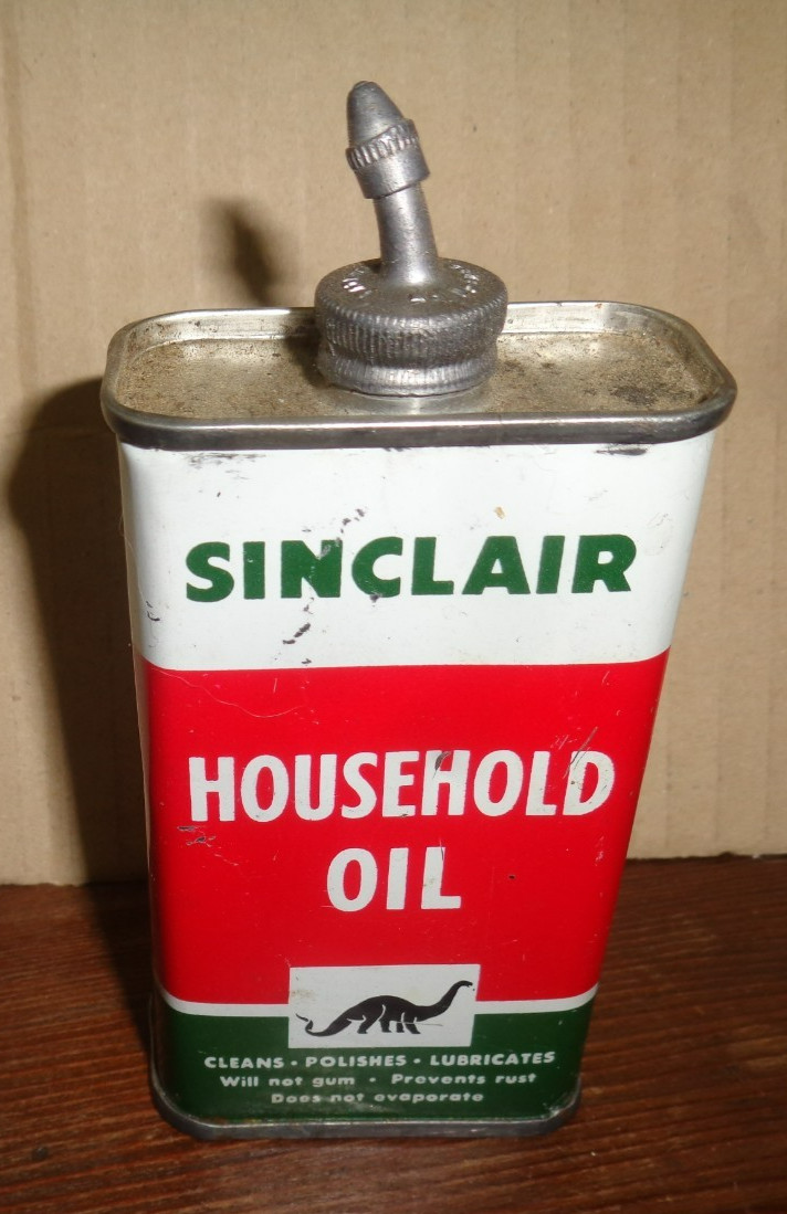 SINCLAIR REFINING CO HOUSEHOLD OIL OILER LEAD TOP 4 FL OZ CAN VINTAGE ORIGINAL