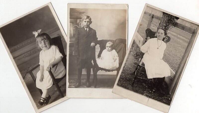 RPPC Lot of 3 Photos of Sweet Children posed w Antique Chairs Vintage Postcards