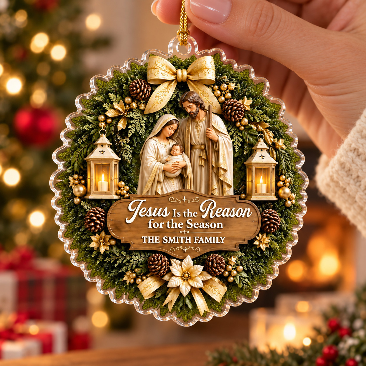 Personalized Nativity Christmas Ornament Jesus Is The Reason For The Season