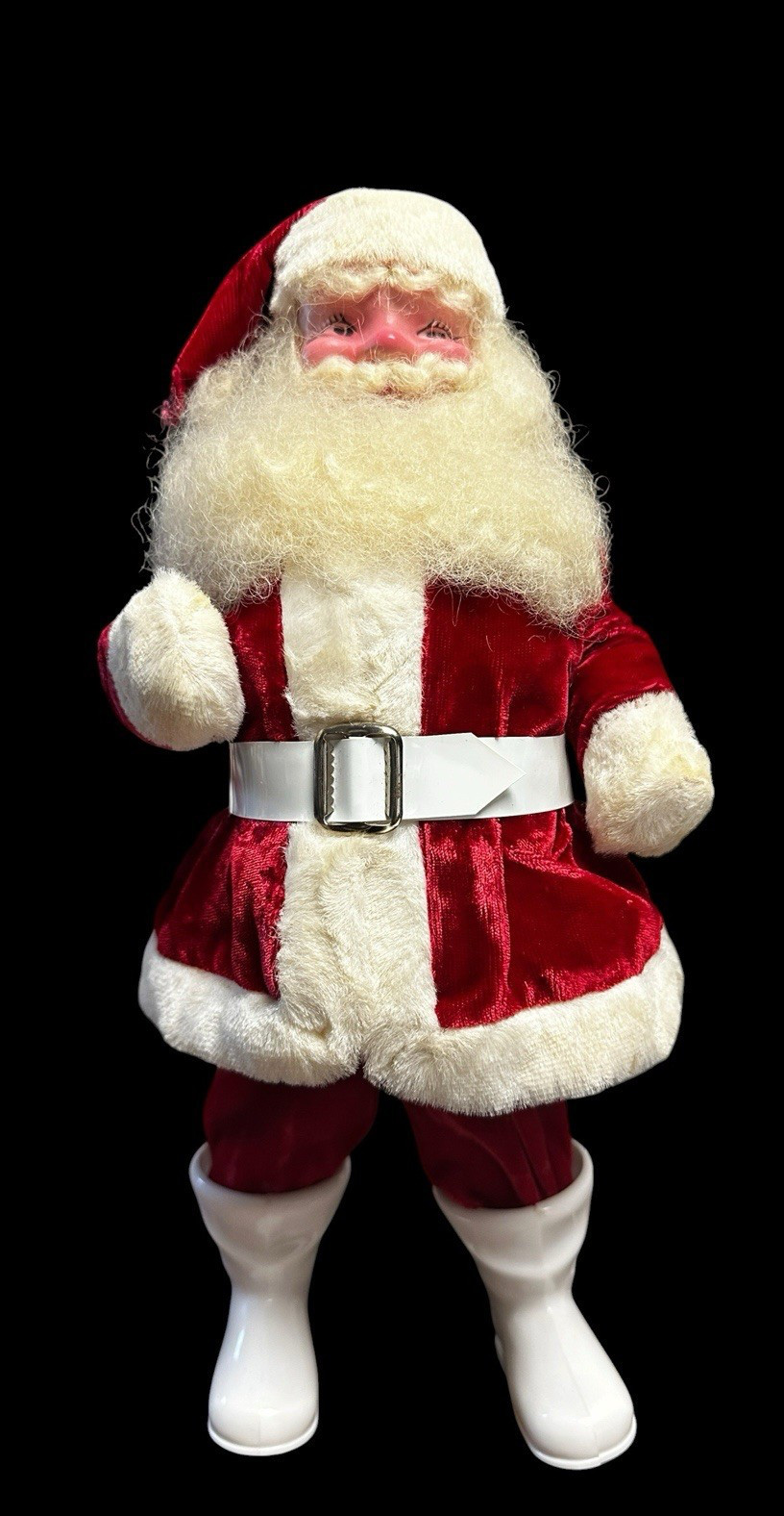 Vintage MCM HAROLD GALE Santa Claus Red Velvet Suit 14” Tall Pink Face No Ball