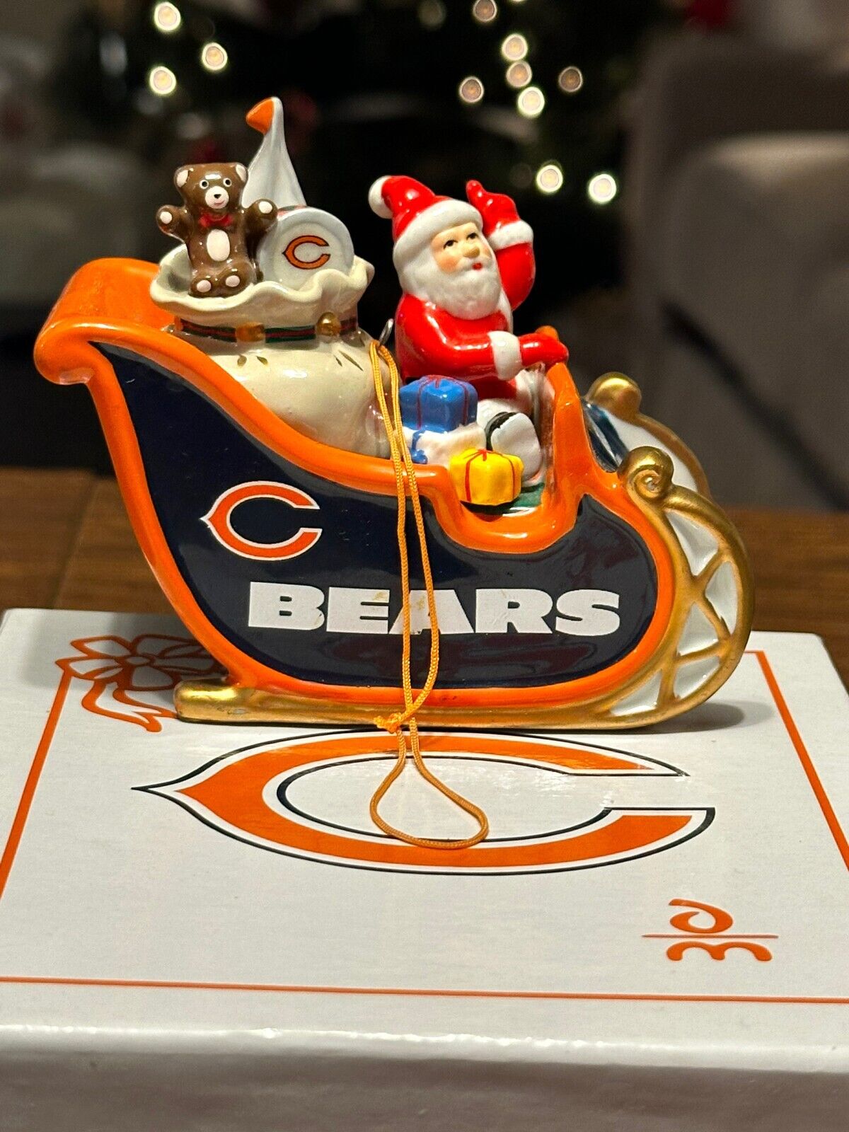 2007 Chicago Bears Danbury Mint Christmas Ornament Rocking Santa New In Box