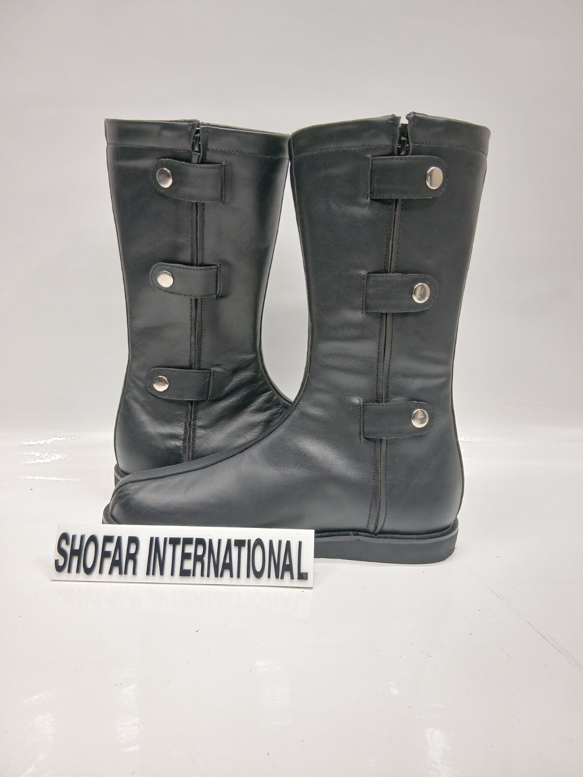 Pro Wrestling Handmade Leather Knee High boots Black tall Riding Custom Boots