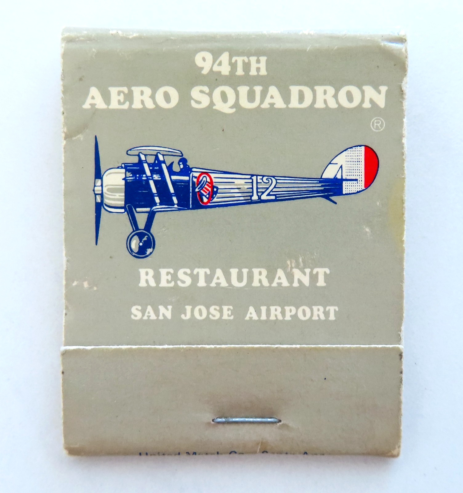 94th Aero Squadron Matchbook Vintage Restaurant San Jose Airport California CA