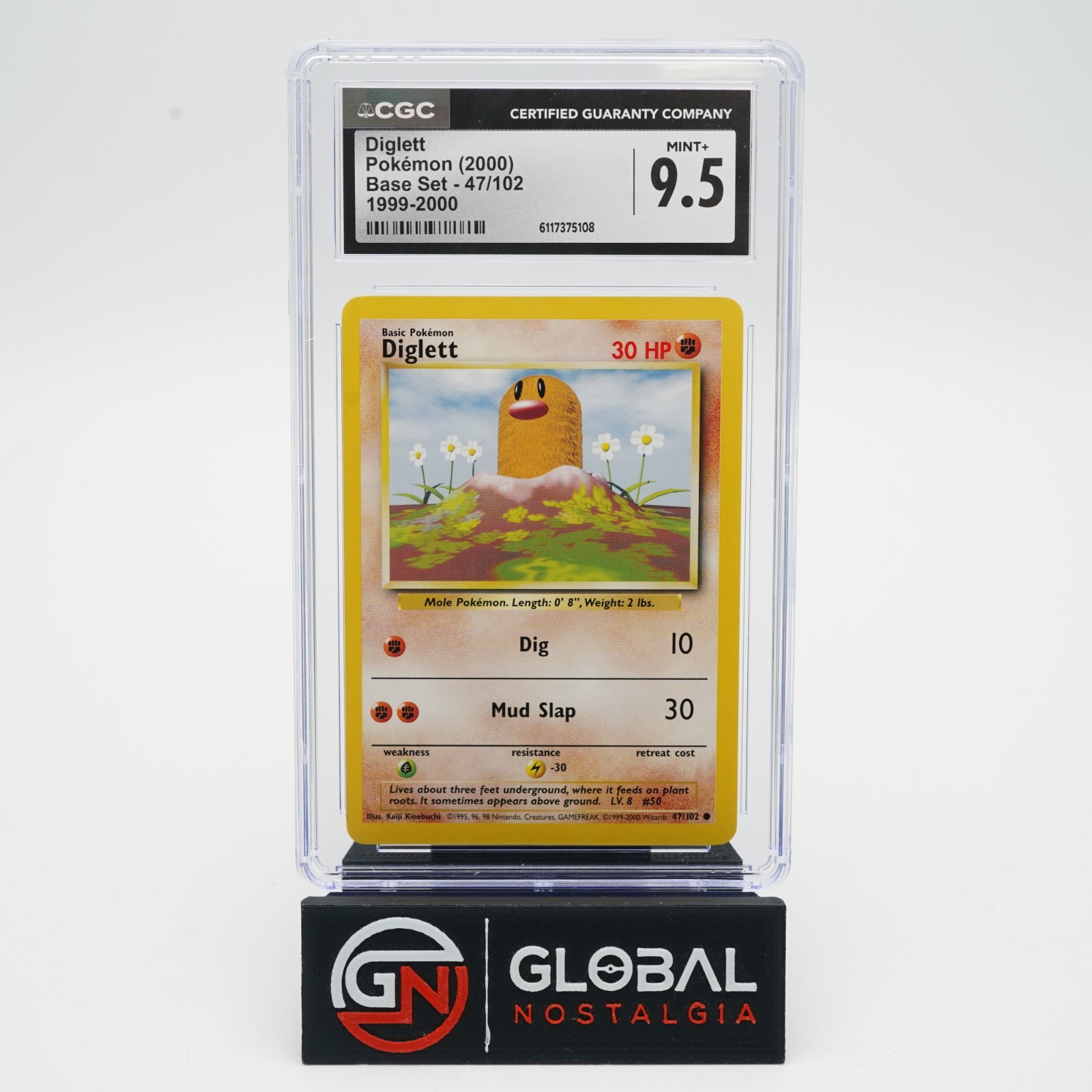 Diglett #47 4th Print Base Set Pokemon 1999-2000 POP 1 CGC 9.5