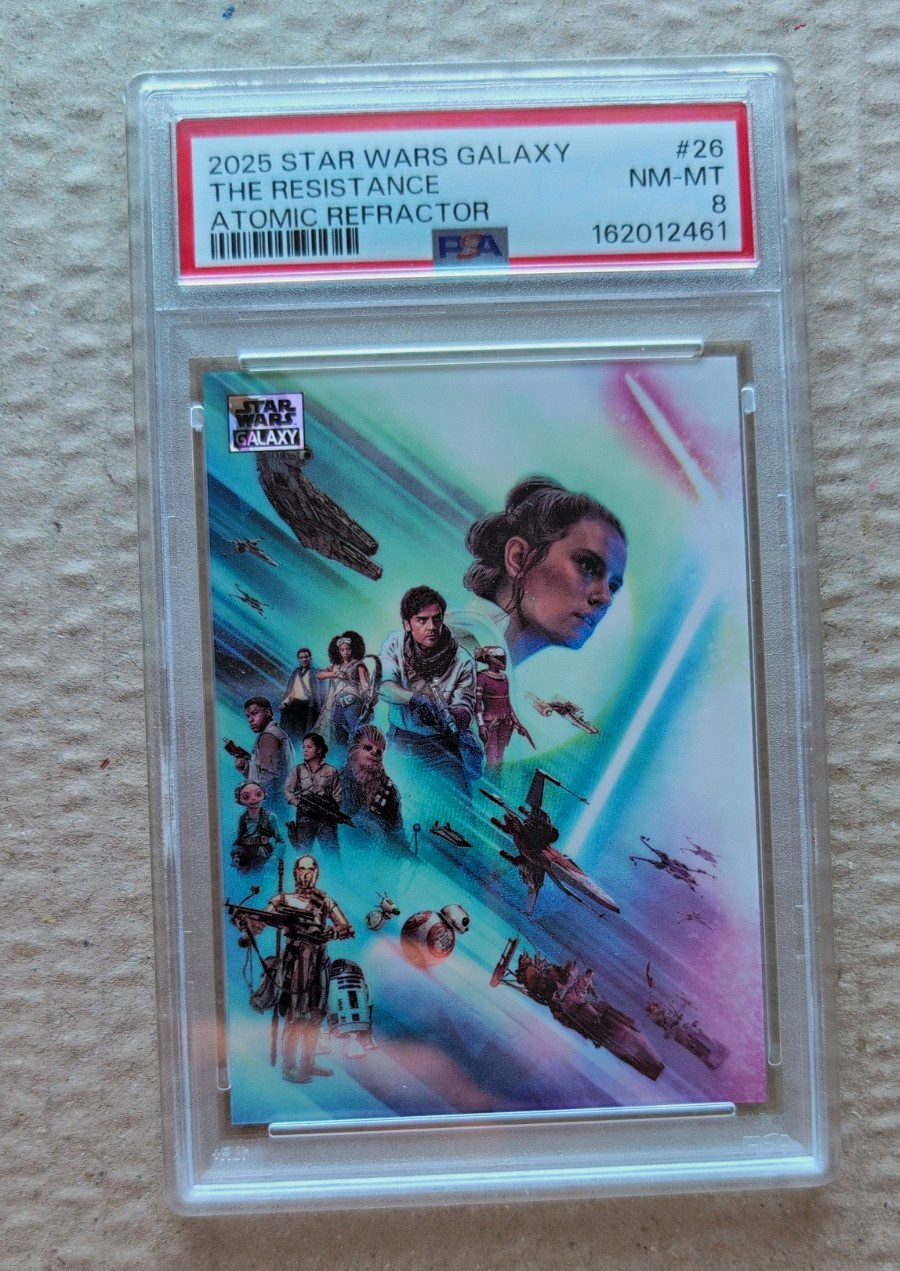 Topps 2025 Star Wars The Resistance #26 Atomic Refractor /50 PSA 8