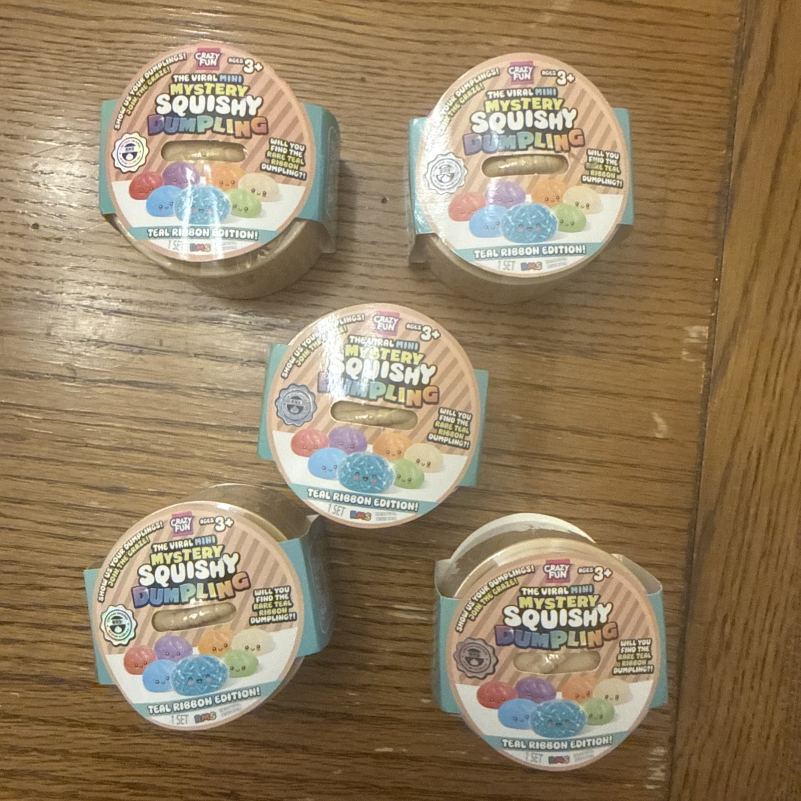 Crazy Fun RMS Mini Mystery Squishy Dumpling Teal Ribbon Edition Lot of 5 NEW