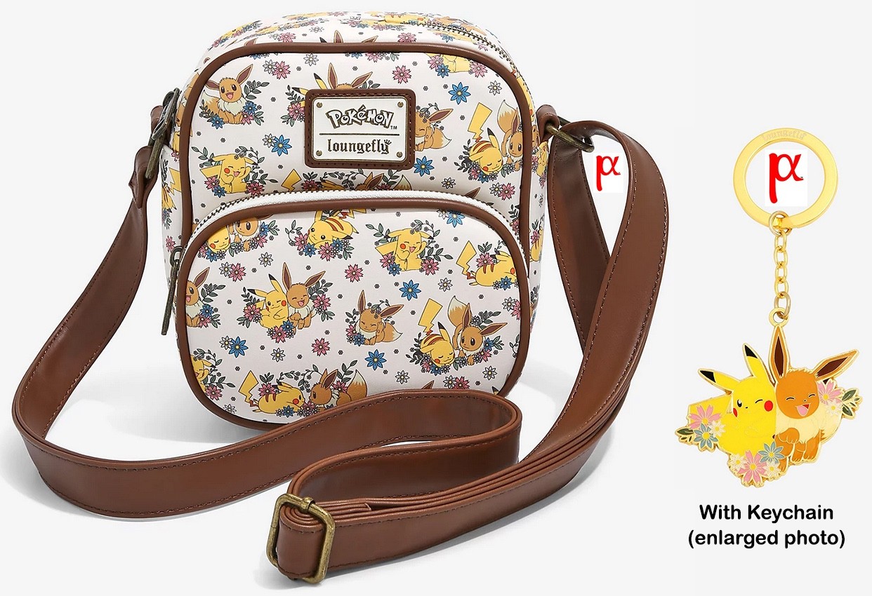 Loungefly Pokemon Pikachu & Eevee Autumn Floral Crossbody Bag & Keychain Excl