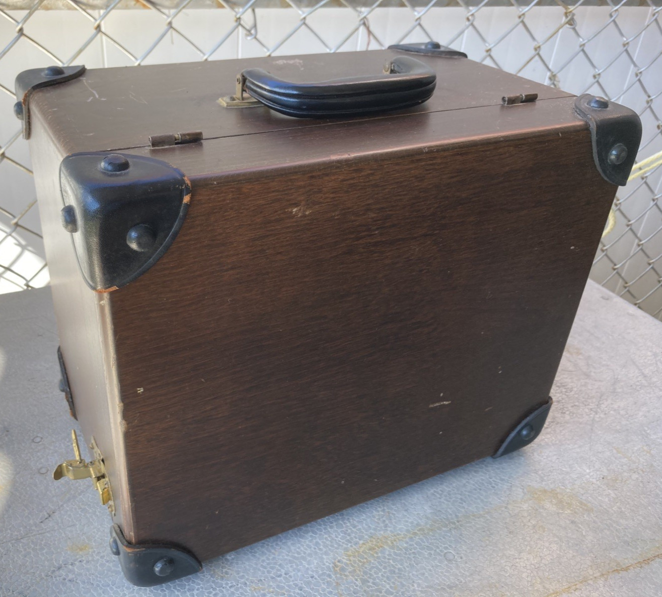 Old Large Vintage Wooden Storage Chest Trunk Box with Leather Corners 14”