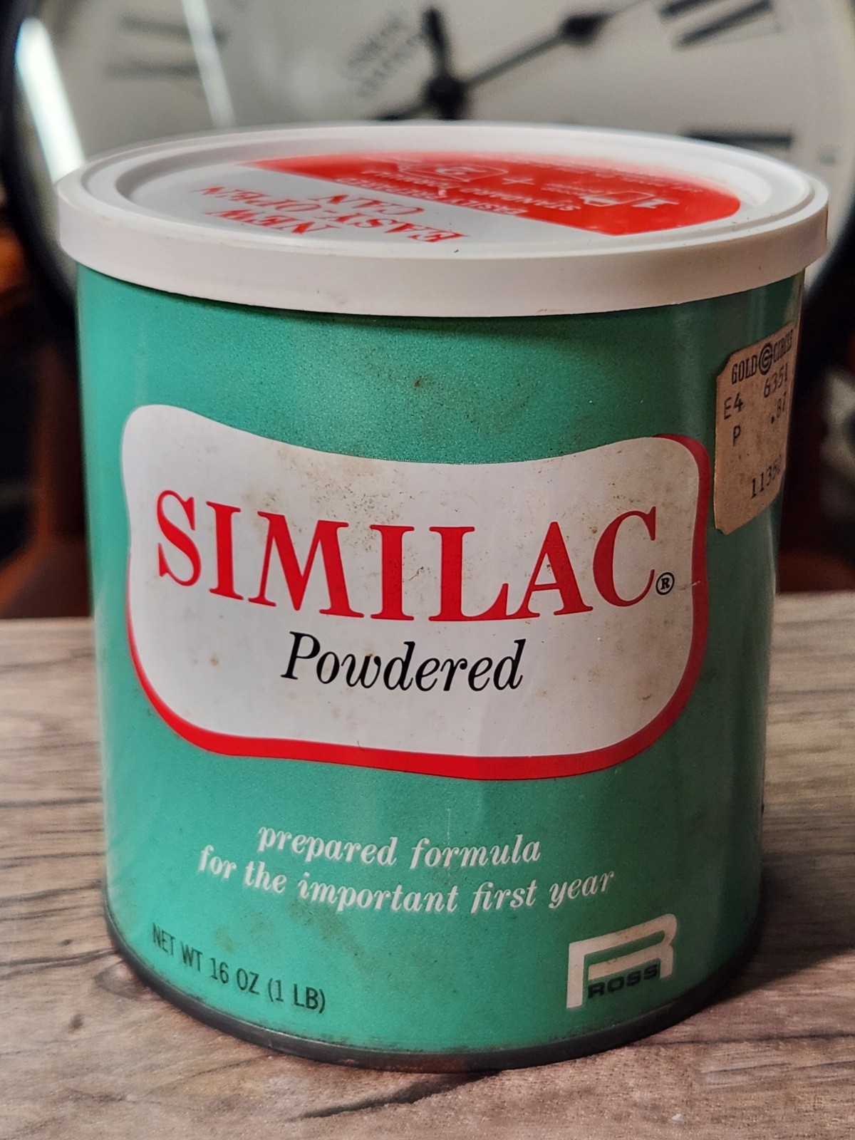 1950\'S SEALED SIMILAC BABY FORMULA STEEL FOOD CAN W/LID - SMITHSONIAN MUSEUM -