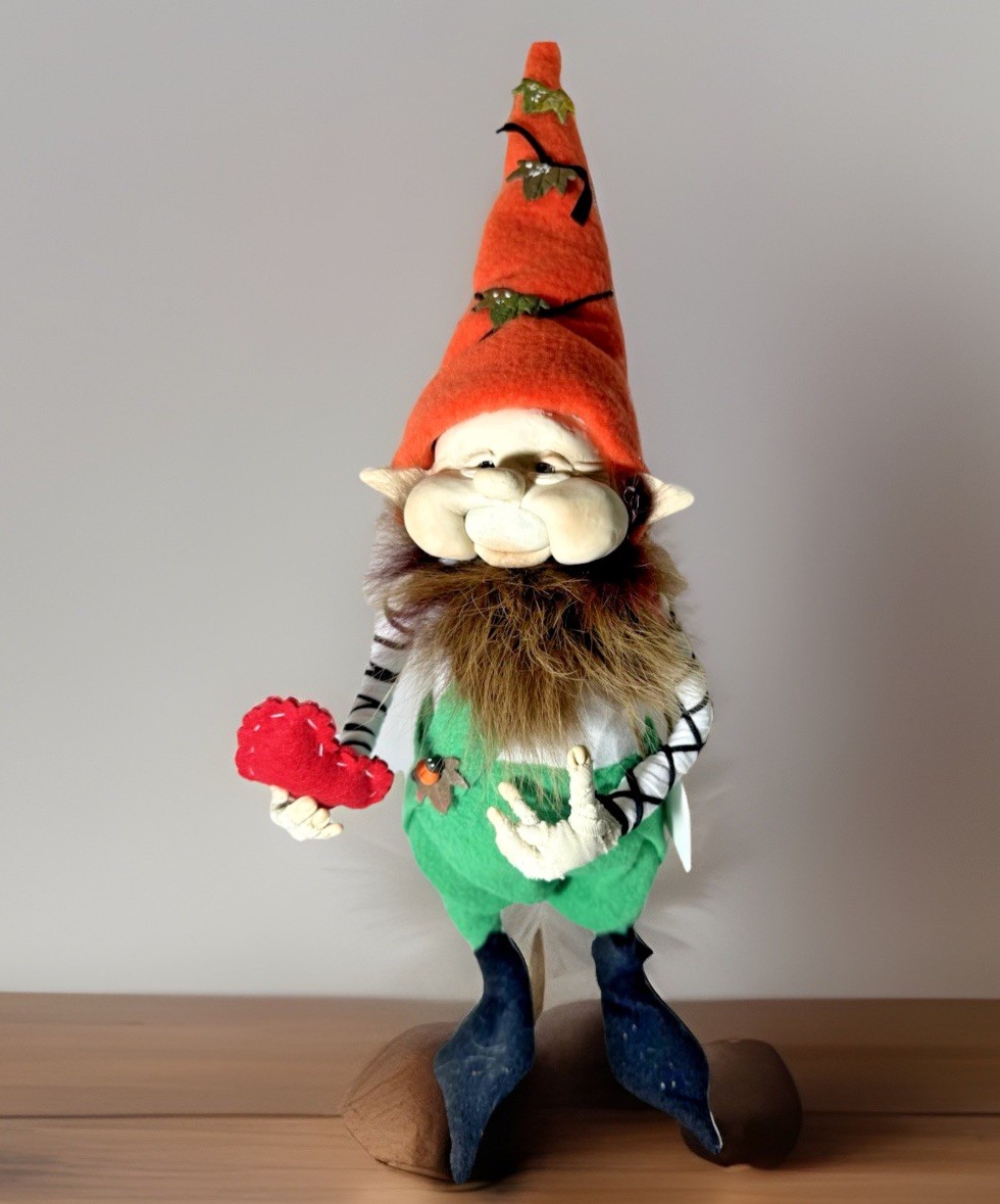Handmade Enchanted Spirit of Love Gnome Art Doll Earth Elemental Carrying Heart
