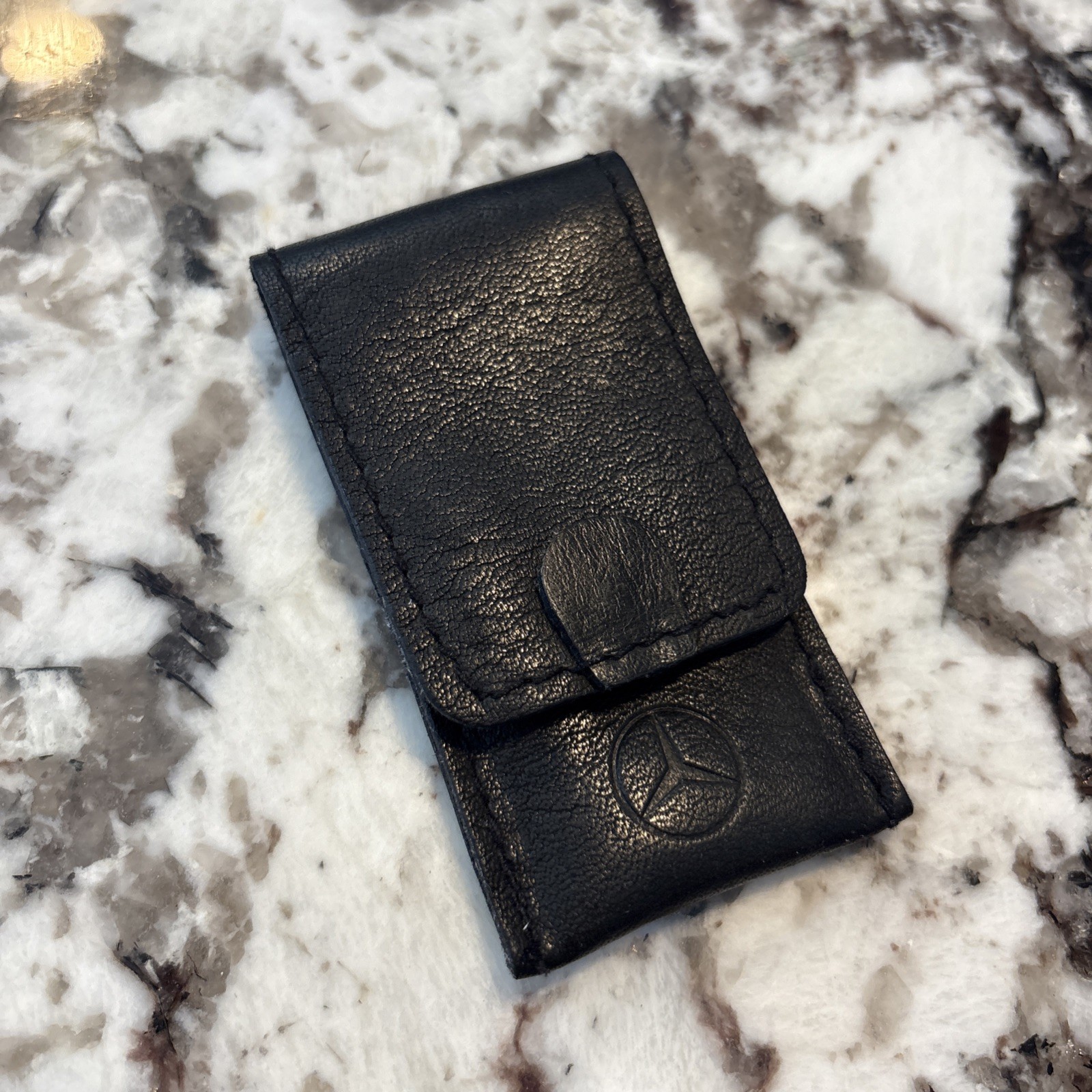 Vintage Genuine Mercedes-Benz black leather knife pouch RARE