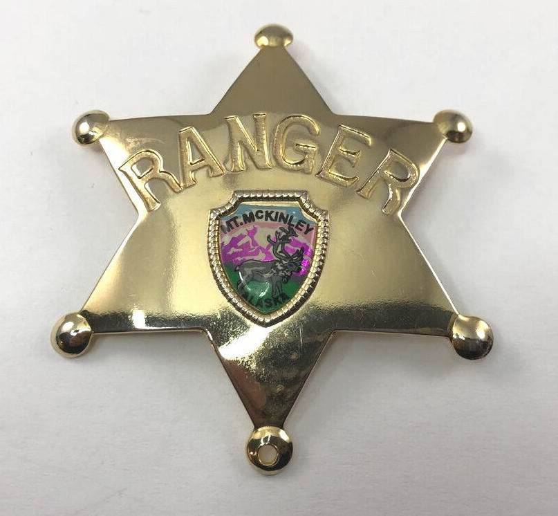 Vintage ~ RANGER STAR BADGE Denali / MT. McKinley Alaska Metal Button / Pinback