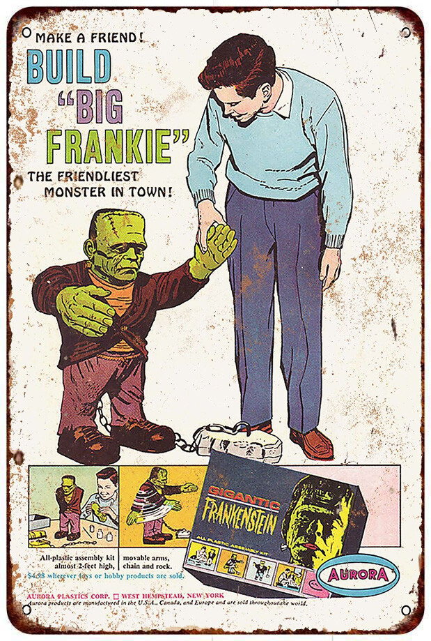 1964 Gigantic Frankenstein Model Kit Vintage LOOK reproduction Metal tin sign