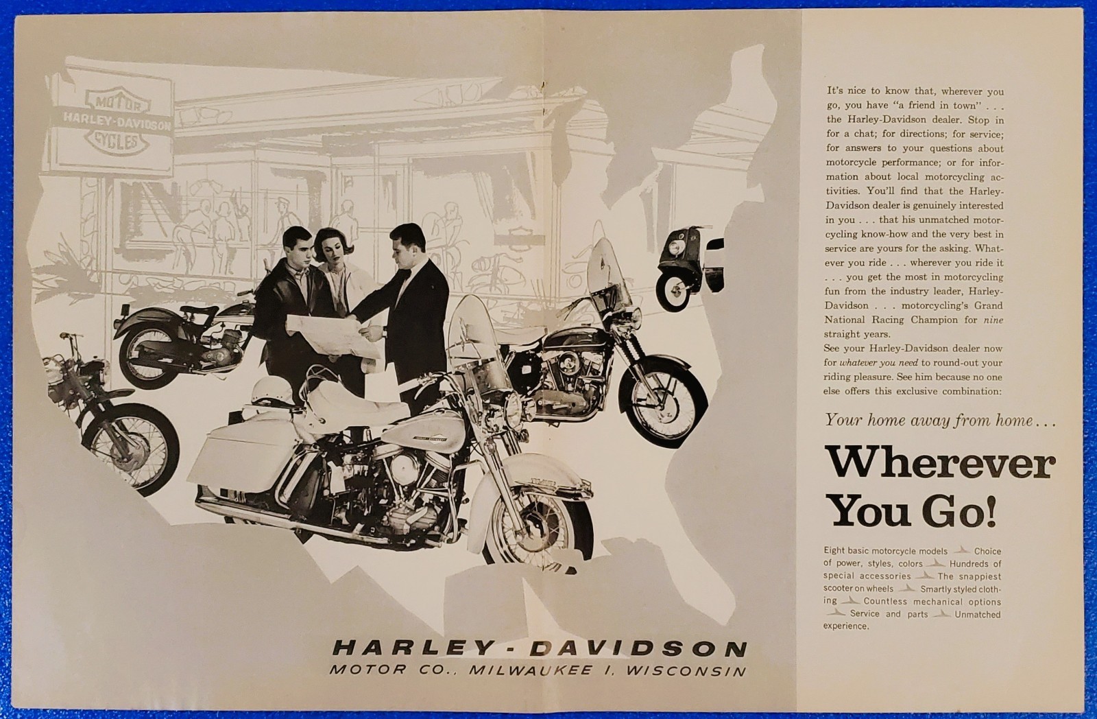1963 Harley Davidson Dealer Invitation Vintage American 2pg Motorcycle Print Ad