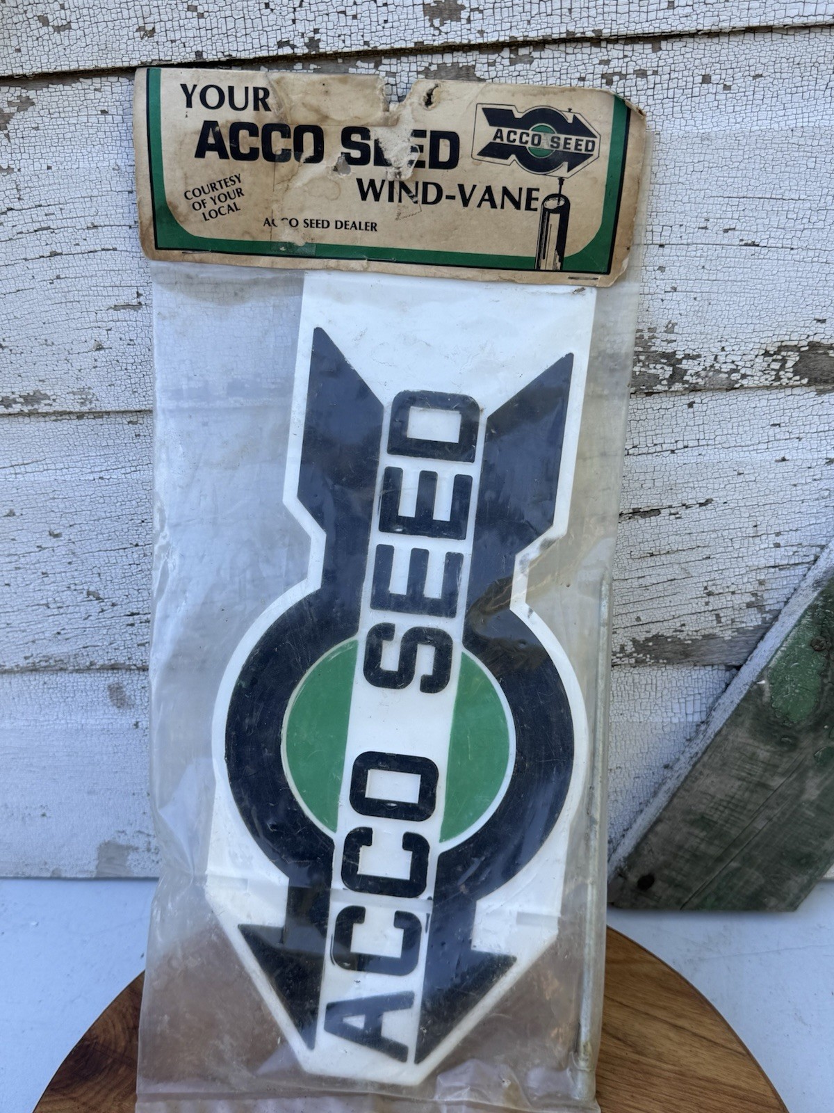Vintage 1970's ACCO Seed Corn Beans Farm 2 Sided Weathervane Sign NOS NICE
