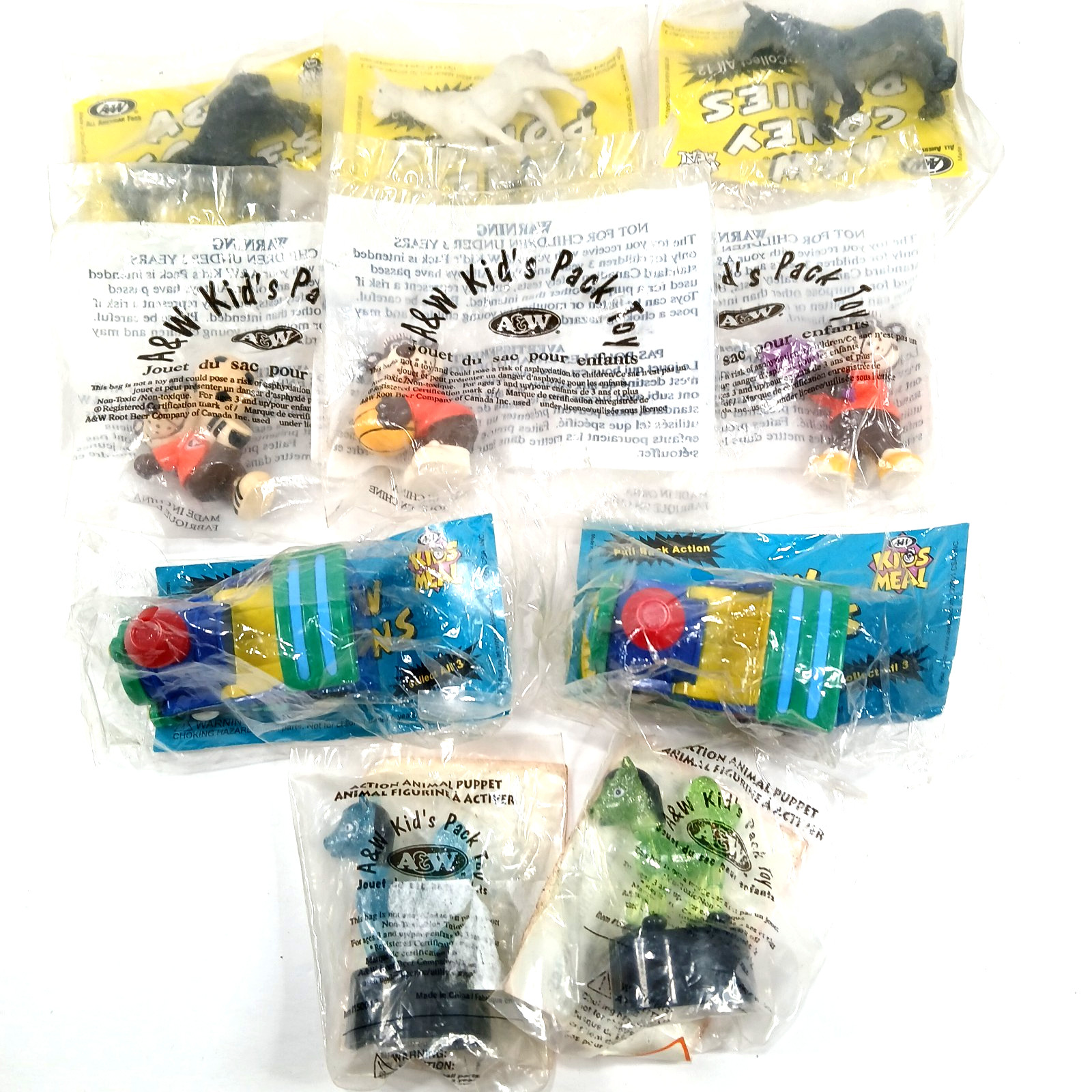 10 Vintage A&W  Root Beer Kids Meal Toys in Original Packages
