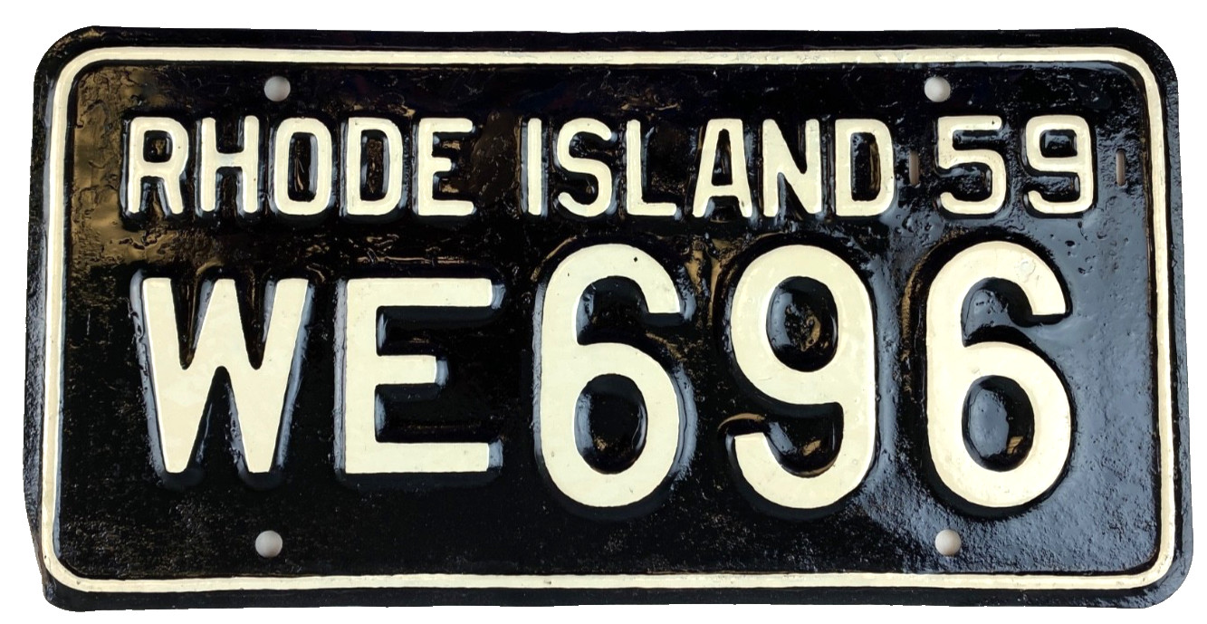 Vintage 1959 Auto Reconditioned Rhode Island License Plate WE 696 Pub Wall Decor