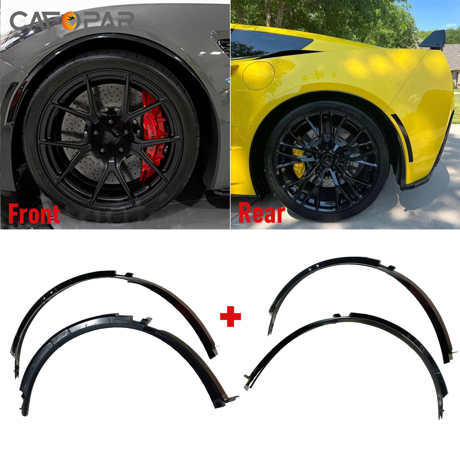 4pcs For Corvette C7 2014-19 Rear+Front Wheel Trim Fender Flares Wheel Arch Trim