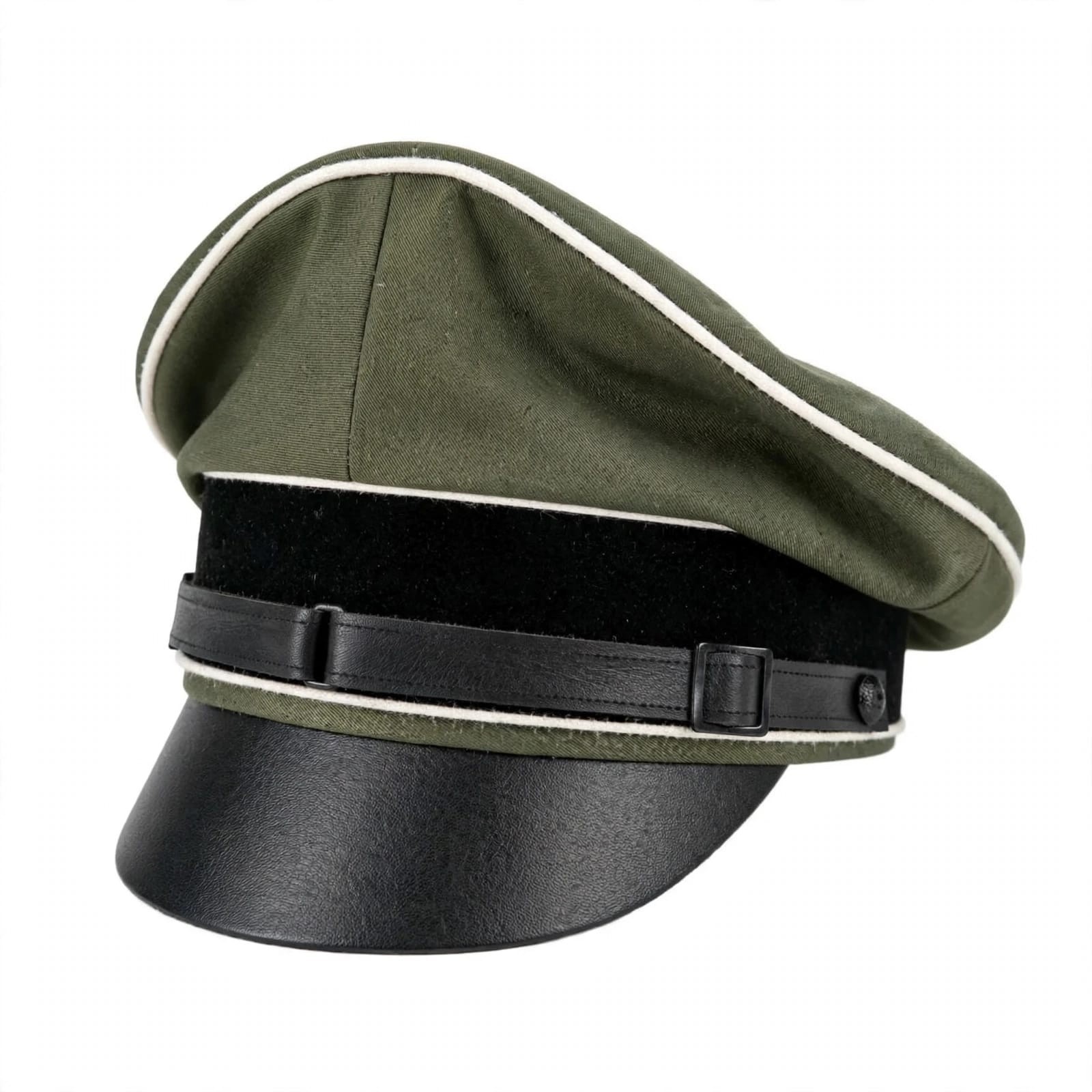 WW2 German Style Crusher Cap Officer Visor Hat Peiper Style Historical Repro