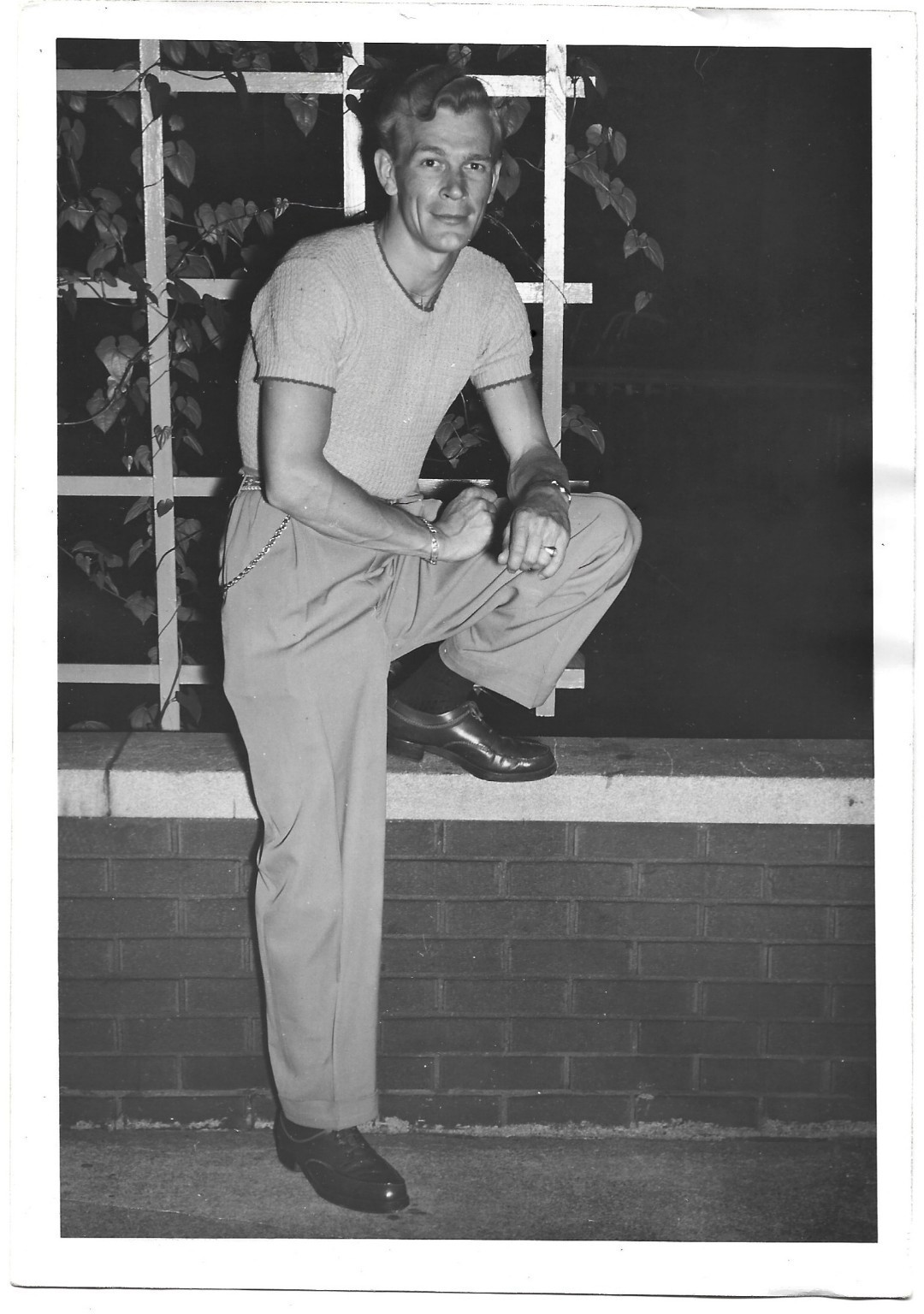 HANDSOME MAN WITH LEG UP Vintage Old 1950s Photo Good Looking Middle Aged Man ⭐️
