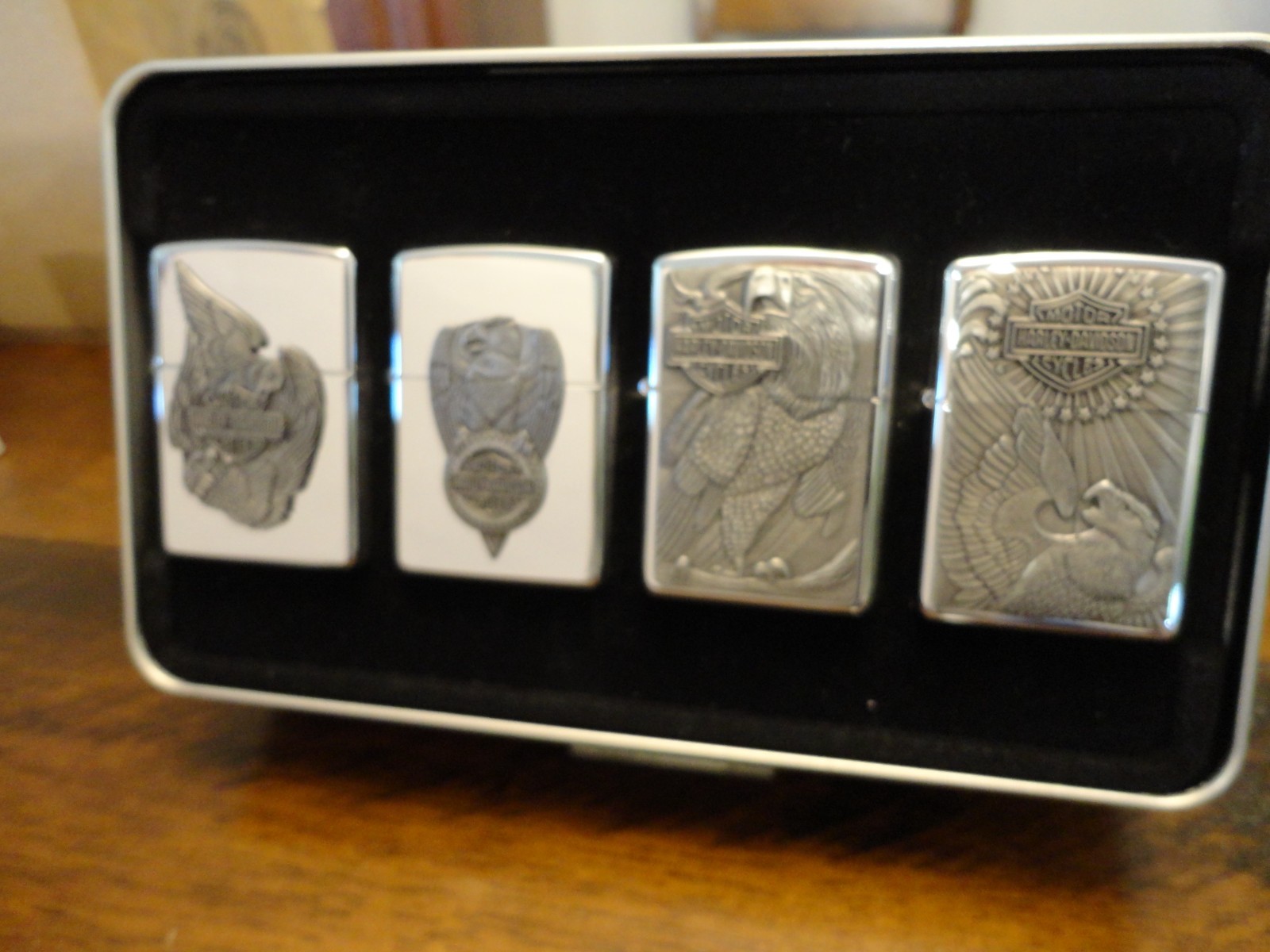 HARLEY DAVIDSON 4 EAGLE SET ZIPPO LIGHTER MINT IN BOX 1998 RARE HD162