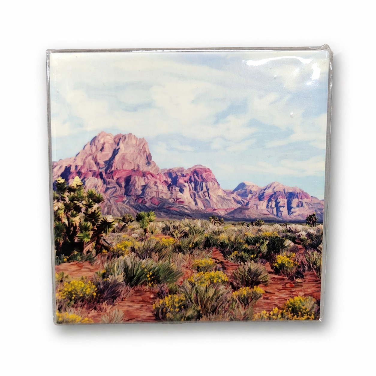 Catherine Claxton Blue Flax flowers ceramic tile coaster Sedona NM 4