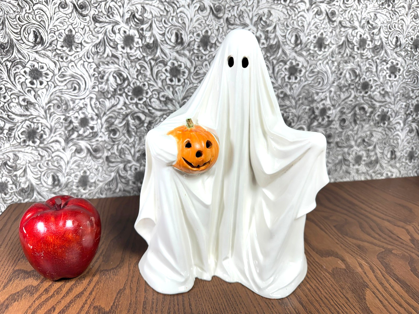 RARE Vintage Halloween Ghost & Jack O Lantern Pumpkin Byron Ceramic Mold 1972