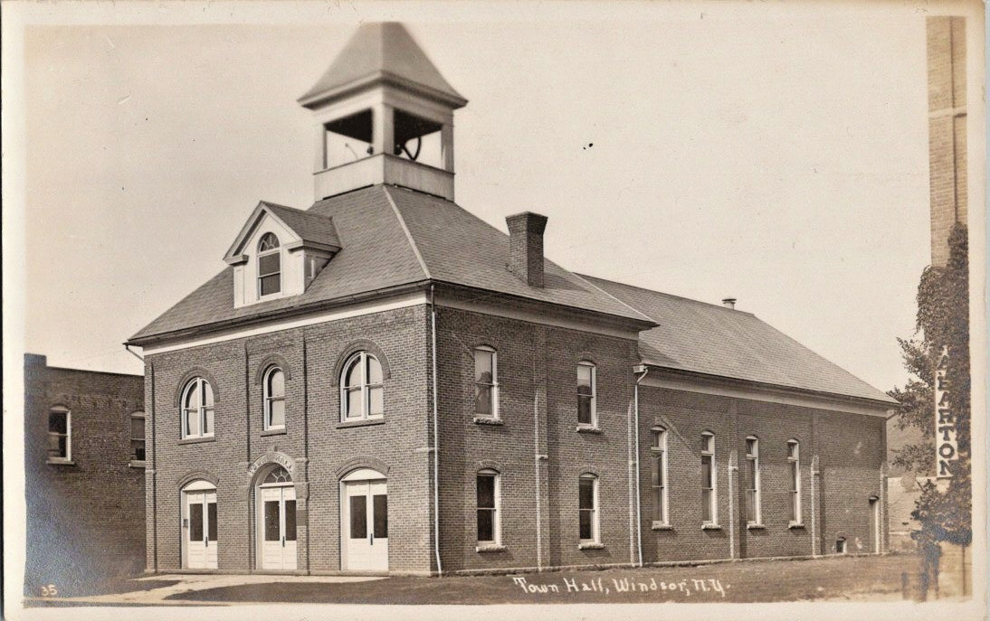 Windsor NY Town Hall rppc antique postcard a123